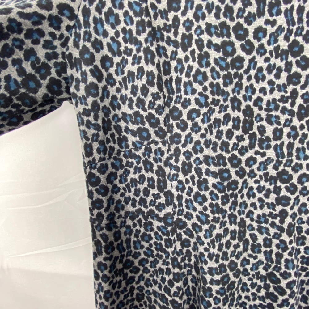 Talbots Womens Sz 16 dress 3/4‎ Sleeve Animal Print A-line knee length grey blue - Picture 5 of 15